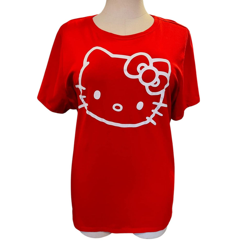 Torrid Red Hello Kitty Face Anime Classic Fit Crew Graphic T Shirt Punk Goth 3X